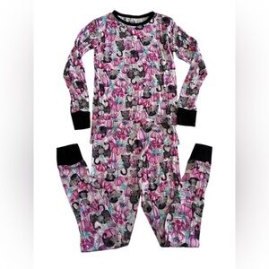 Bamboo cats Pink and Black Kids Pajama Set